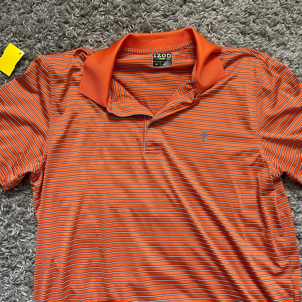 Izod Men's Polo Shirt in Vibrant Orange Stripes